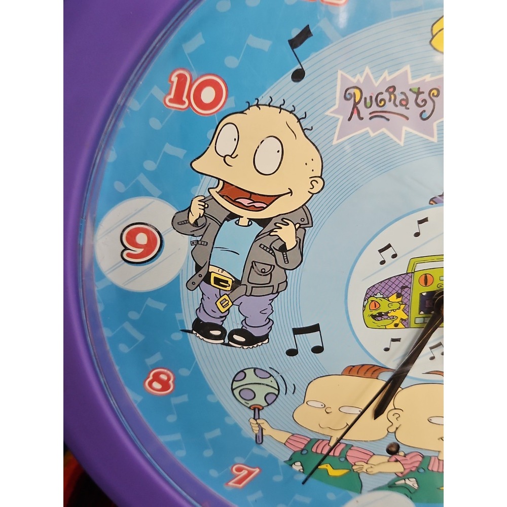 Vintage Nickelodeon RUGRATS Talking Wall Clock 12" Tested Working 1999 Rug Rats - Picture 5 of 8